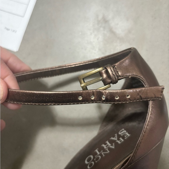 Franco sarto never worn bronze peep toe t strap wedge heel - Picture 4 of 6